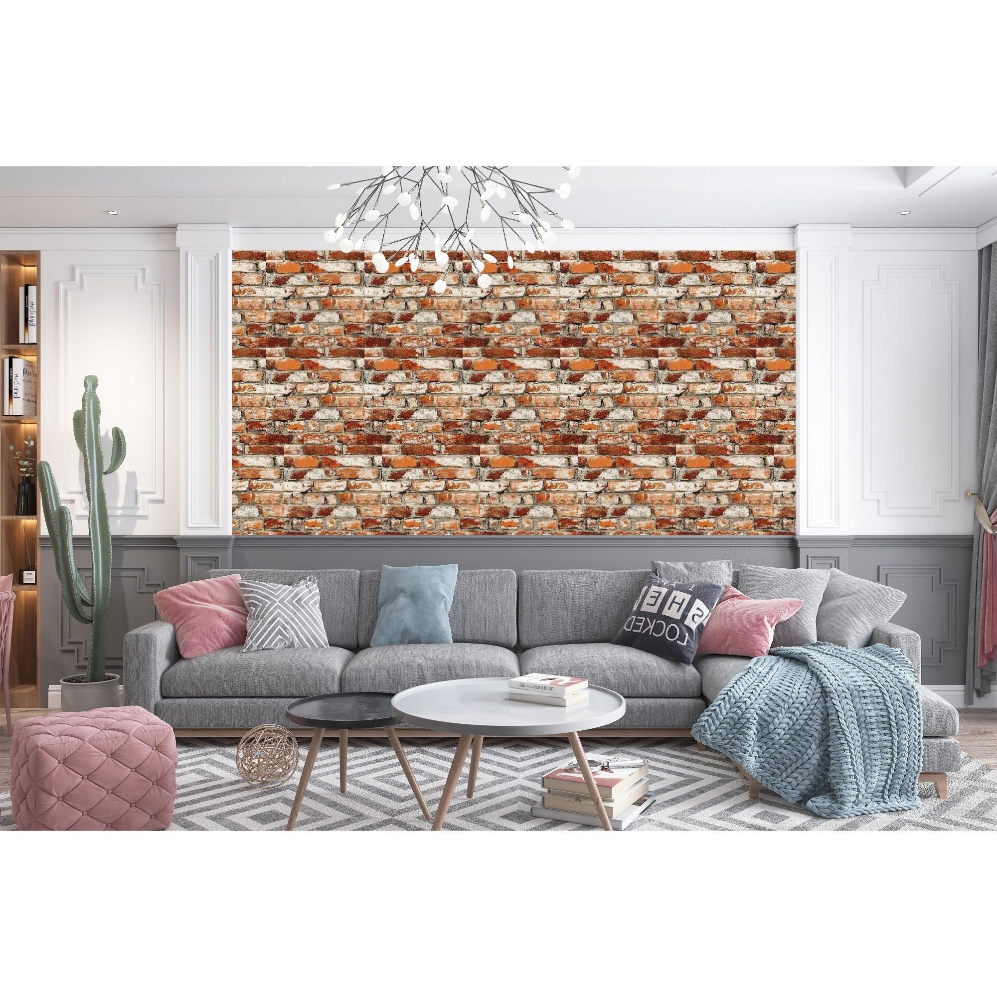 Panou Decorativ Autoadeziv AT Performance®, Model Piatra Roșie, 70x77 cm, Polistiren, Ușor de Montat, Design Mat